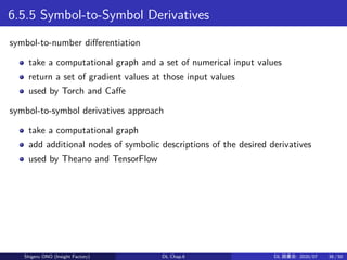 6.5.5 Symbol-to-Symbol Derivatives
symbol-to-number differentiation
take a computational graph and a set of numerical inpu...