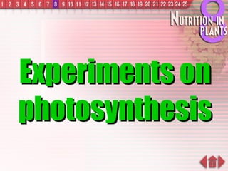 Experiments on photosynthesis 