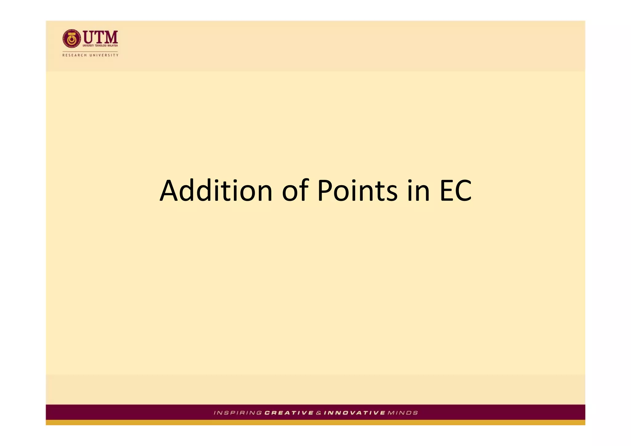 Addition of Points in EC
 