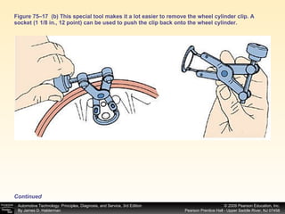 Figure 75–17  (b) This special tool makes it a lot easier to remove the wheel cylinder clip. A socket (1 1/8 in., 12 point) can be used to push the clip back onto the wheel cylinder. Continued 