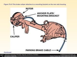 Figure 76–9 This brake caliper attaches to a mounting bracket on the rear axle housing. Continued 