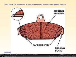 Figure 76–14  The lining edges of some brake pads are tapered to help prevent vibration. Continued 