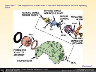Figure 76–33  This single-piston brake caliper is mechanically actuated to serve as a parking brake. Continued 