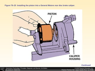 Figure 78–25  Installing the piston into a General Motors rear disc brake caliper. Continued 