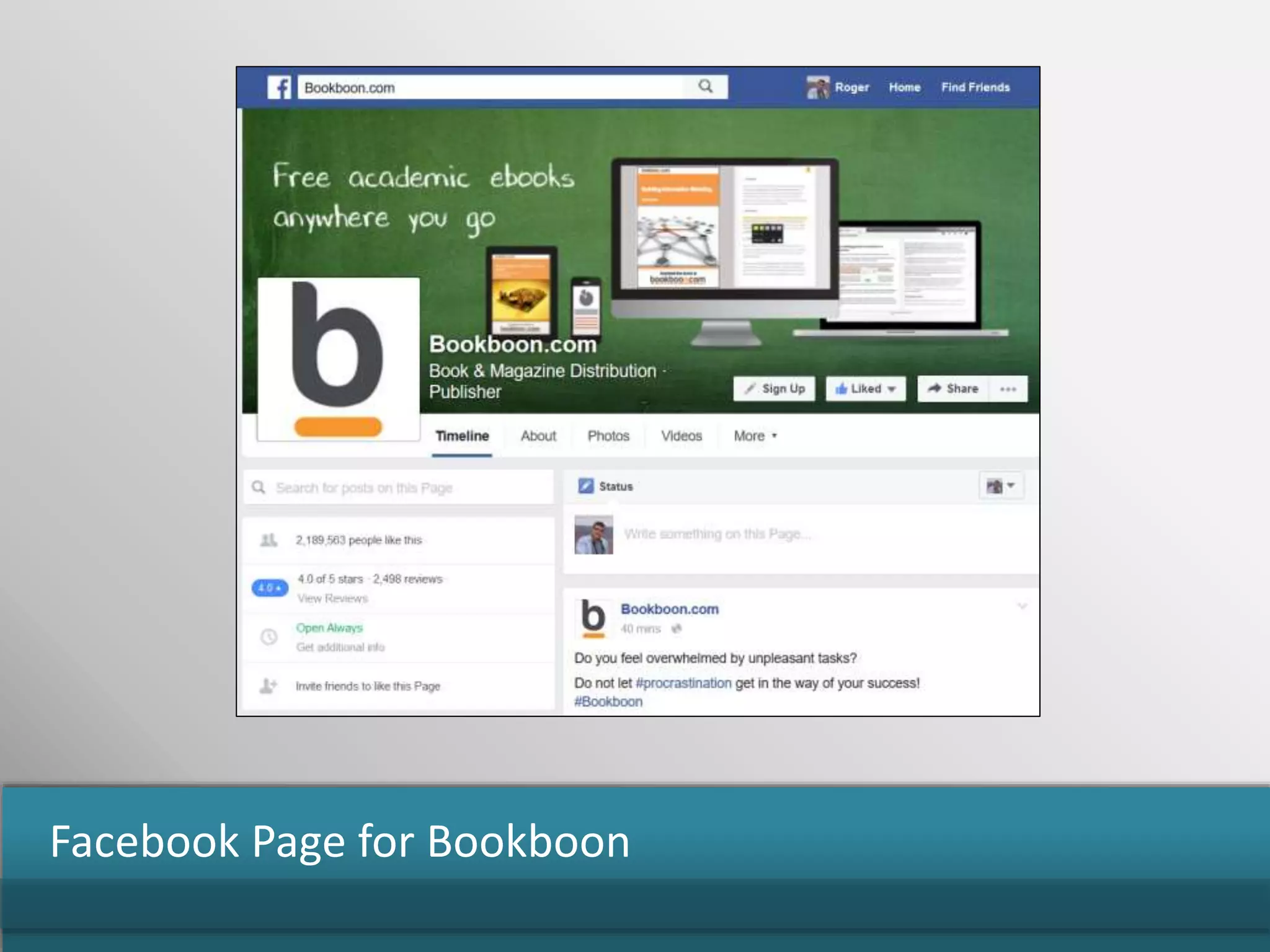 Facebook Page for Bookboon
 