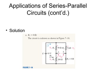 Applications of Series-Parallel
Circuits (cont’d.)
• Solution
 