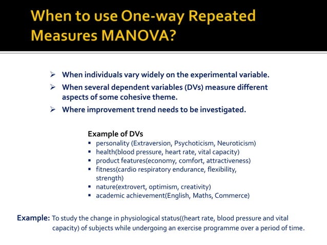 One-way Repeated Measures MANOVA with SPSS | PPTX | Fitness and ...