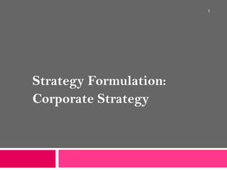 Strategy Formulation: Corporate Strategy 