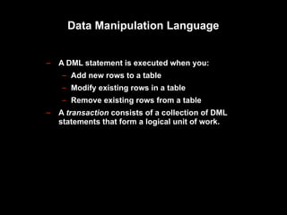 Oracle SQL insert update delete Data Manipulation Essentials | PPT