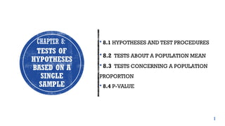 Comprehensive Guide to Hypothesis Testing Using Single Sample Data | PPTX