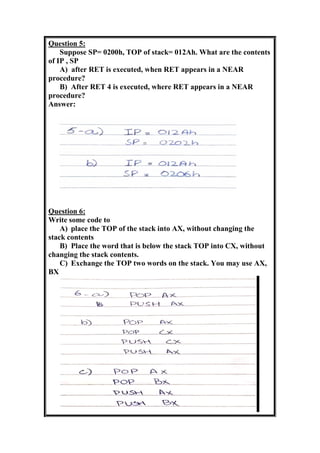 Chap 8 The stack and introduction to procedures & Chapter 9 ...