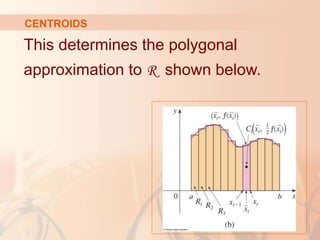 This determines the polygonal
approximation to R shown below.
CENTROIDS
 