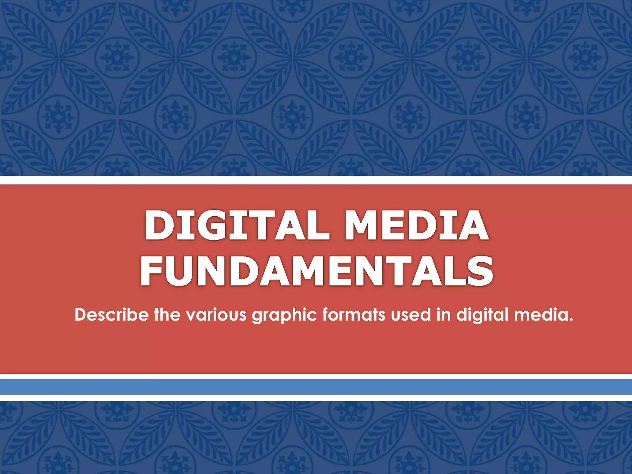  Describe the various graphic formats used in digital media.
 
