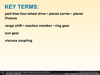 part-time four-wheel drive • planet carrier • planet Pinions range shift • reaction member • ring gear sun gear viscous coupling KEY TERMS: 