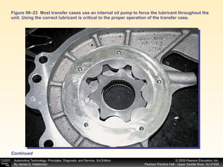 Figure 99–23  Most transfer cases use an internal oil pump to force the lubricant throughout the unit. Using the correct lubricant is critical to the proper operation of the transfer case. Continued 
