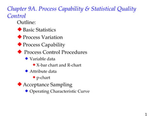 Chapter 9A. Process Capability & Statistical Quality Control  ,[object Object],[object Object],[object Object],[object Object],[object Object],[object Object],[object Object],[object Object],[object Object],[object Object],[object Object]