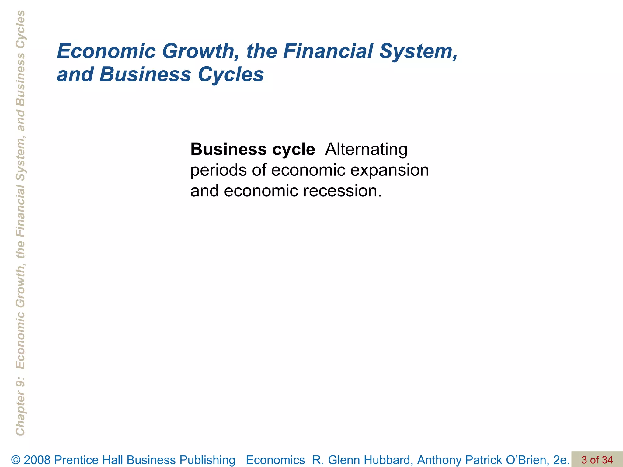 Economic Growth, the Financial System,  and Business Cycles Business cycle  Alternating periods of economic expansion and economic recession. 