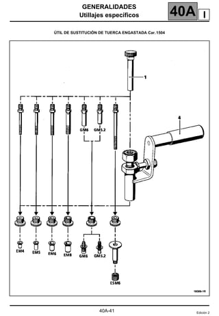 GENERALIDADES
Utillajes específicos 40A
40A-41
ÚTIL DE SUSTITUCIÓN DE TUERCA ENGASTADA Car.1504
Edición 2
I
 