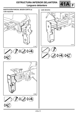 ESTRUCTURA INFERIOR DELANTERA
Larguero delantero 41A
41A-11
SUSTITUCIÓN PARCIAL SEGÚN CORTE (a)
Lado izquierdo
Lado derecho
F
 