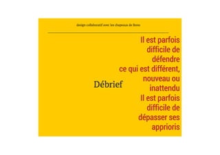 Il est parfois
difficile de
défendre
ce qui est différent,
nouveau ou
inattendu
Il est parfois
difficile de
dépasser ses
apprioris
	
 