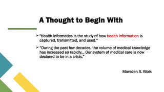 Chapter 1 - Introduction to Health Informatics | PPTX