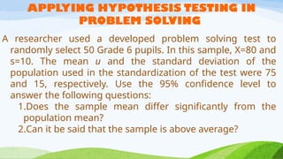 CHAPETR 5. LESSON 3 CONDUCTING HYPOTHESIS TEST USING THE TRADITIONAL ...