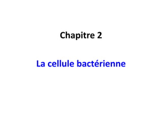 Chapitre 2
La cellule bactérienne
 
