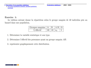 2. Description d’une population statistique
3. Variable qualitative ordinale, variable qualitative
nominale
Vocabulaires statistiques - (2024 - 2025)
PR. Ismail EL HAKKI
 