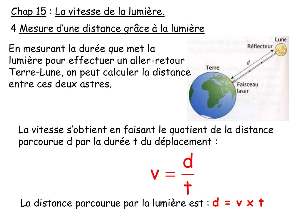 Chapitre 15 La vitesse de la lumière Chapitre 15 La vitesse de la lumière