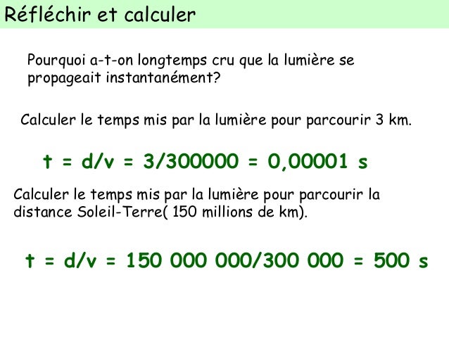 calcul de la vitesse de la lumiere