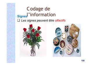 Signes
❑ Les signes peuvent être olfactifs
Codage de
l’information
150
 