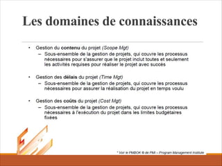 Les domaines de connaissances
 