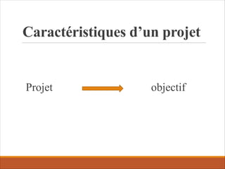 Caractéristiques d’un projet
Projet objectif
 