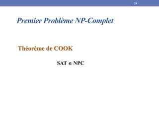 Premier Problème NP-Complet
Théorème de COOK
SAT  NPC
24
 
