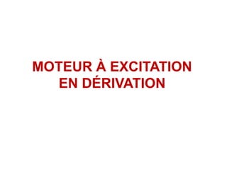 MOTEUR À EXCITATION
EN DÉRIVATION
 