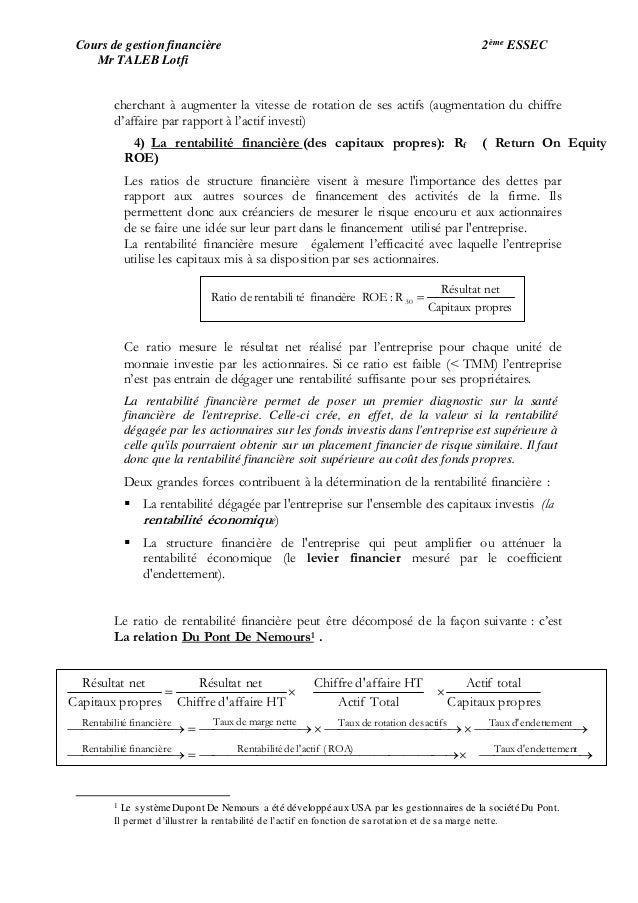 Chapitre 4 Analyse Financiere Par Les Ratios
