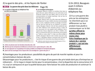 2) La guerre des prix… et les façons de l’éviter
Page 95
1) En 2013, Bouygues
avait 2 millions
d’abonnés au
téléphone fixe...