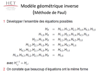 12
Modèle géométrique inverse
(Méthode de Paul)
Campus centre
 