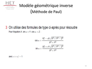 13
Modèle géométrique inverse
(Méthode de Paul)
Campus centre
 