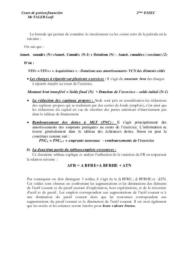 Chapitre 5 Le Tableau De Financement