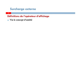 Définitions de l’opérateur d’affichage
Via le concept d'amitié
1818
Surcharge externe
 