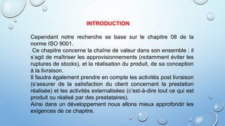 Chapitre8; les exigences de la norme ISO 9001 v 2015 | PPT
