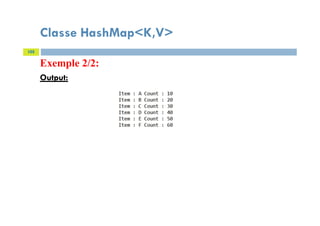 Classe HashMap<K,V>
Exemple 2/2:
Output:
105
 