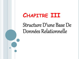CHAPITRE III
Structure D’une Base De
Données Relationnelle
 