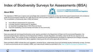 PD01 Avenues into integration: communicating taxonomic intelligence from sender to recipient 23 October 2020
Index of Biod...