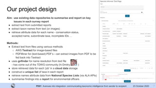 PD01 Avenues into integration: communicating taxonomic intelligence from sender to recipient 23 October 2020
Our project d...