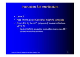 Irvine, Kip R. Assembly Language for Intel-Based Computers, 2003. 18
Instruction Set Architecture
Instruction Set Architec...