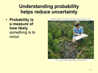 Understanding probability helps reduce uncertainty Probability is a measure of how likely  something is to occur. 1- 
