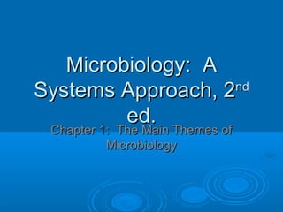 Microbiology: A
nd
Systems Approach, 2
ed.
Chapter 1: The Main Themes of
Microbiology

 