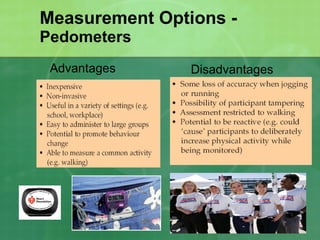 Measurement Options -  Pedometers Advantages Disadvantages 
